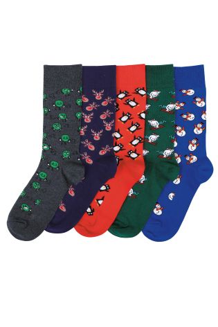 Mixed Christmas Character Socks Five Pack